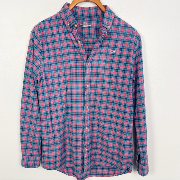 Vineyard Vines Plaid Button-Down Shirt – Pink & Blue | Size L - Picture 2 of 6